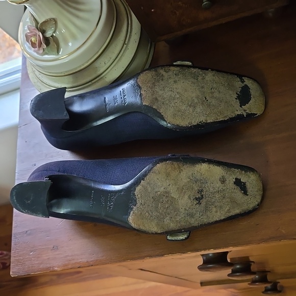 PRADA navy blue low sculpted heel sz 38.5 - Picture 5 of 8